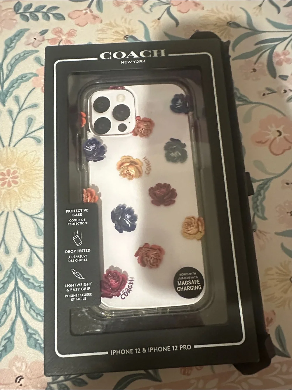 Coach Clear Floral iPhone 12/12 Pro Case - Multicolor Roses